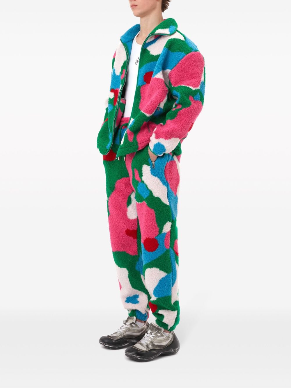 JW Anderson graphic-print fleece trousers - Roze