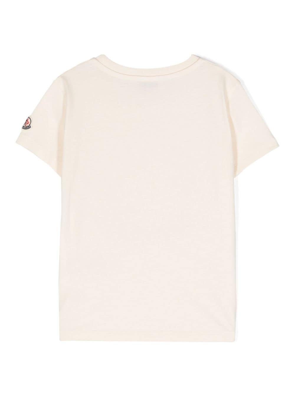 Moncler Enfant Katoenen T-shirt met logopatch - Beige
