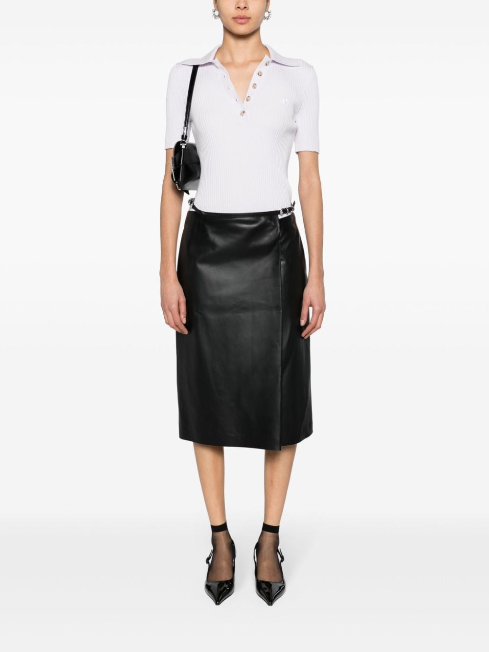 Givenchy belted leather wrap skirt - Zwart