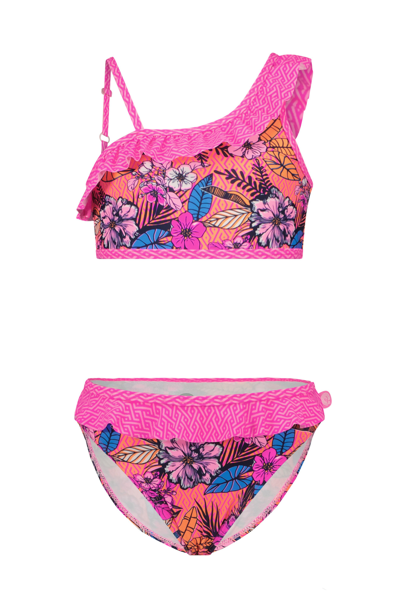 Just Beach Meisjes bikini AOP ruffel - Wild bloemen