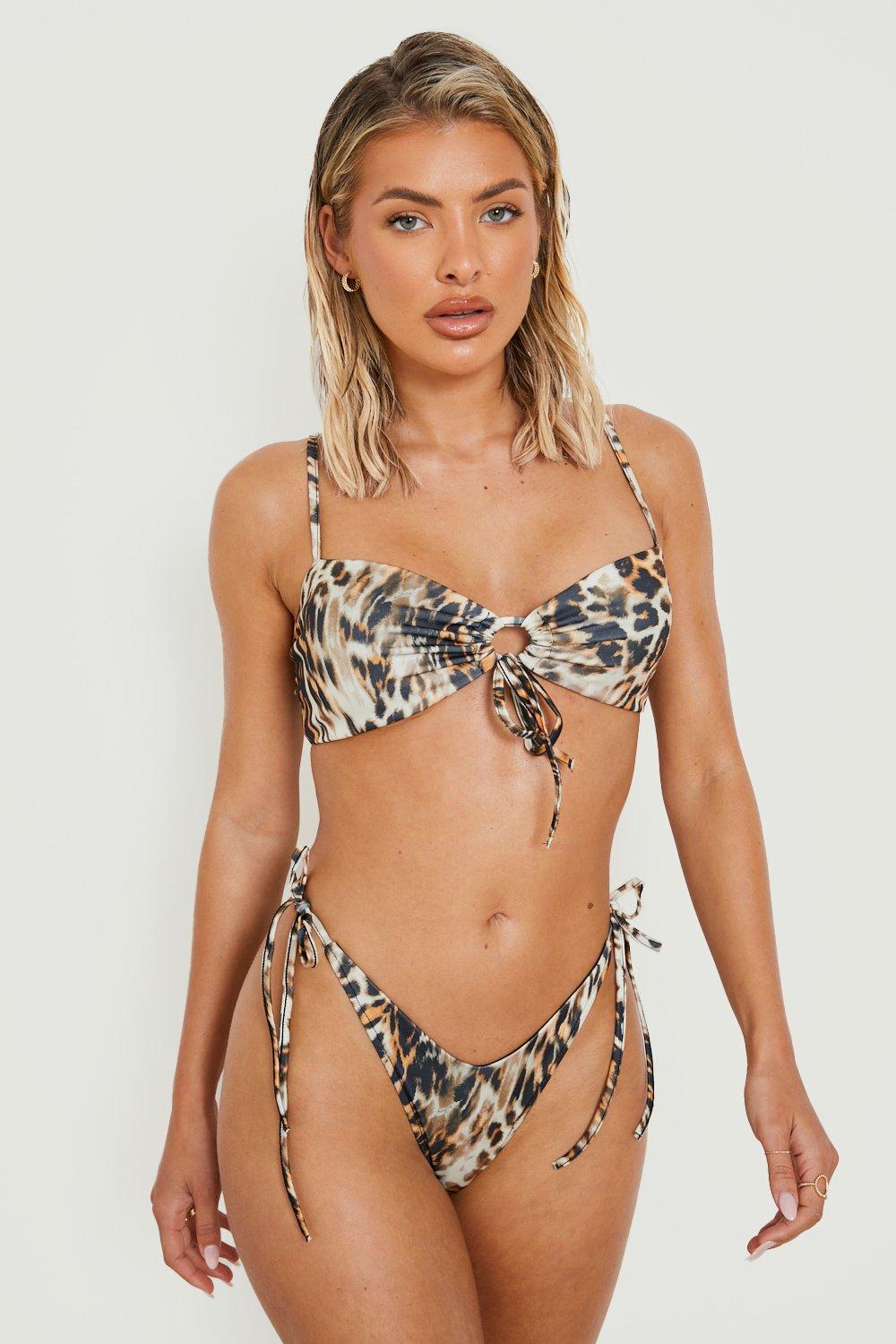 Boohoo Luipaardprint Bikini Top Met Strik, Leopard