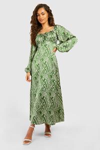 Boohoo Chiffon Milkmaid Midaxi Dress, Green