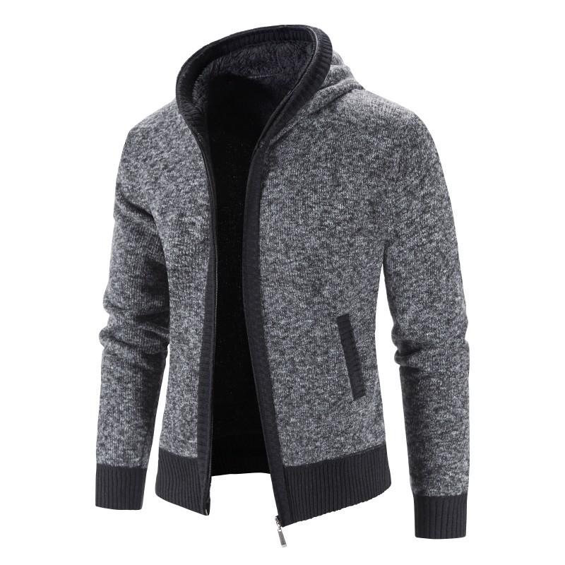 Fashion bag01 Fleece gewatteerde trui jas effen kleur vest met capuchon heren