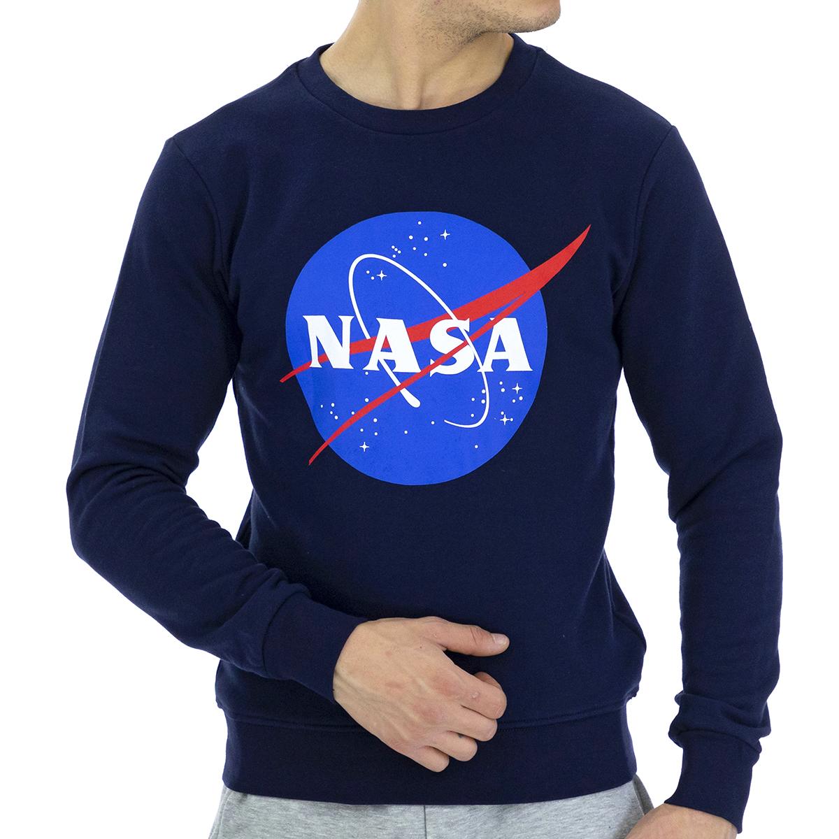 NASA 11S Basic herensweatshirt met lange mouwen en ronde hals