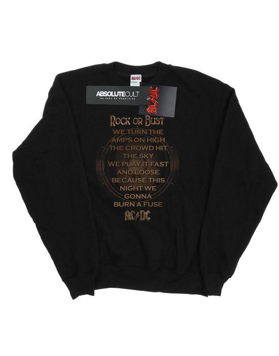 AC/DC Heren Rock Of Bust Songtekst Katoenen sweatshirt