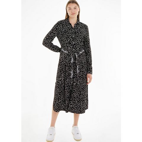 Tommy Jeans Curve Shirtjurk TJW DITSY BELTED MIDI DRESS EXT met all-over millefleur & logo print