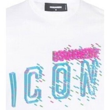 Dsquared Sweater  T-Shirt Pixeled Icon Cool Fit Tee blanc