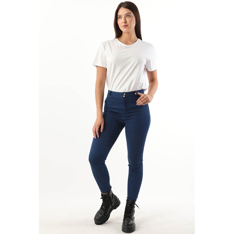 Blue White Blauwe skinny fit jeansbroek voor dames met hoge taille