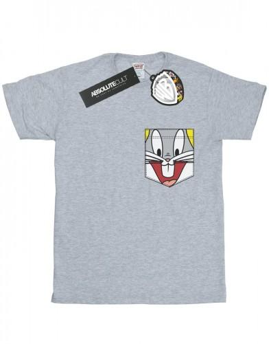 Looney Tunes Bugs Bunny Face katoenen T-shirt met nepzak voor meisjes