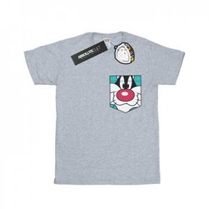 Looney Tunes Sylvester Face katoenen T-shirt met nepzak voor meisjes