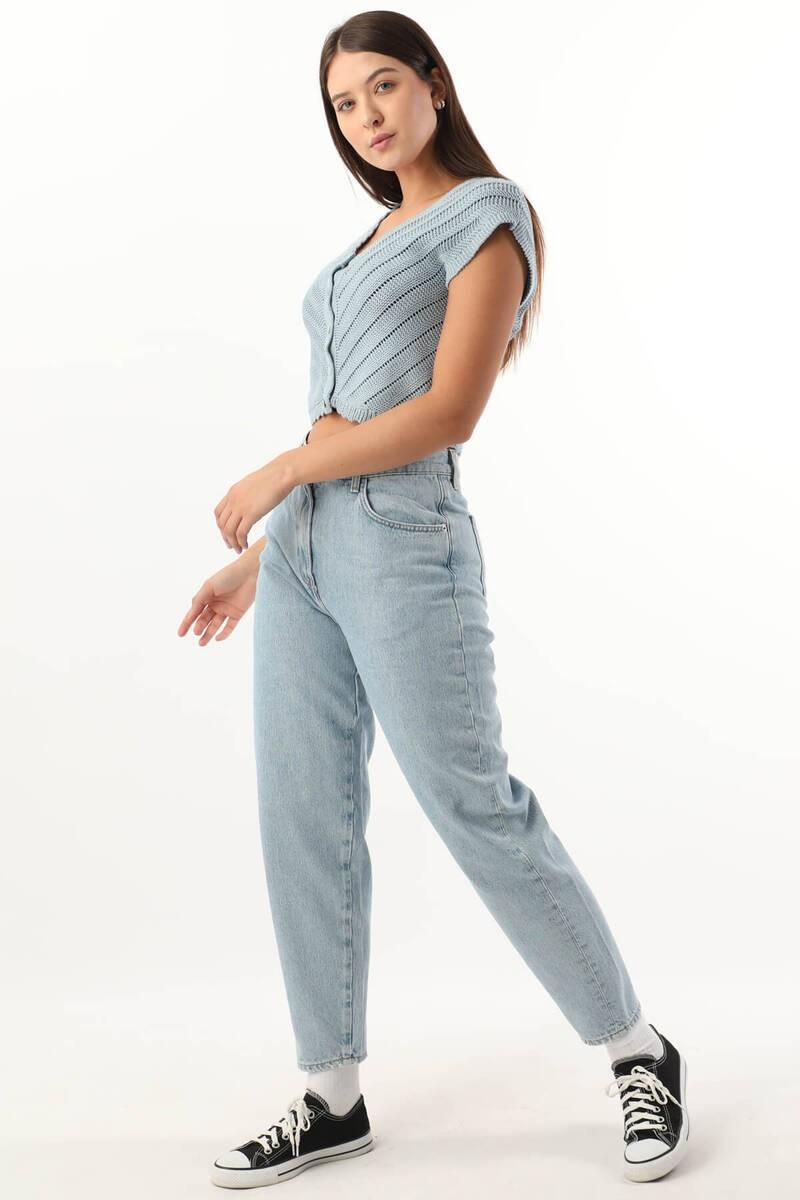 Banny Jeans Jean-broek met hoge taille en elastische taille voor dames, lichtblauw