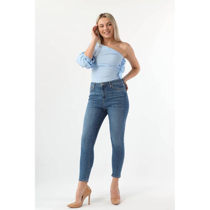 Blue White Rechte, slim-fit jeansbroek voor dames, blauw