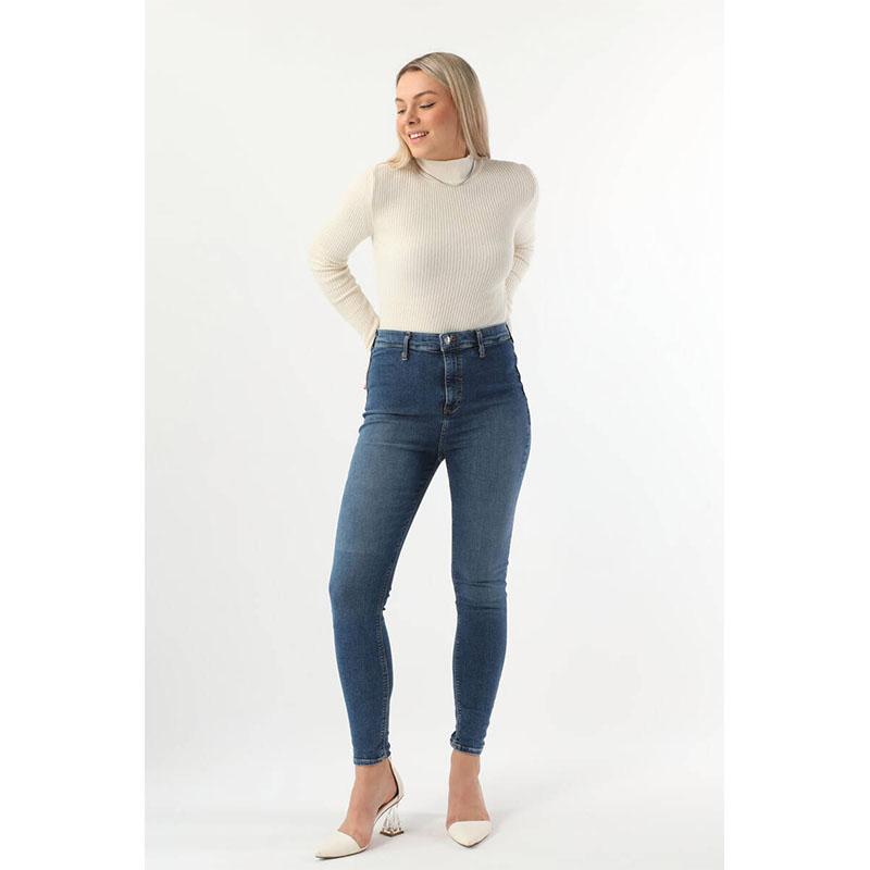 Blue White Jeansbroek met hoge taille, slim fit, lycra, jeans, blauw