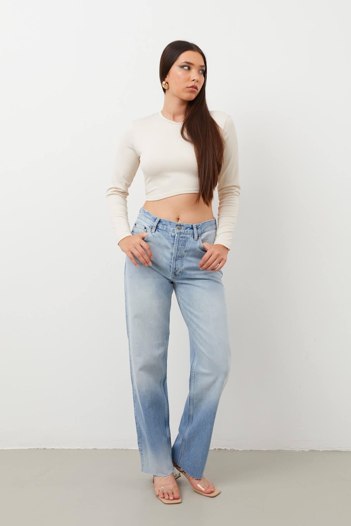 Banny Jeans Damesjeansbroek met hoge taille, lichtblauw