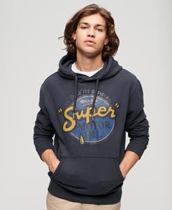 Superdry Mannen Workwear Hoodie met Logo en Print Blauw