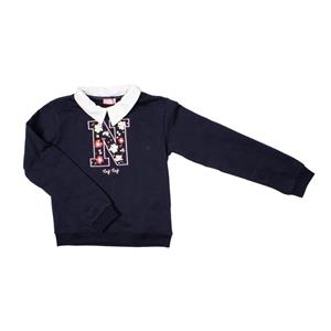 Naf Naf Overhemd kraag sweatshirt met groot geborduurd logo met bloemen Enfant 
