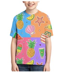 ULao Zomer verfrissende 3D-geprinte kinder-T-shirts, schattige fruitschelp zonnebrillen, strandelement, grafische kleding
