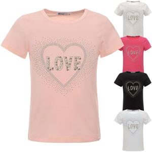 BEZLIT Mädchen Sommer T-Shirt mit Glitzersteinchen und Kunst-Perlen