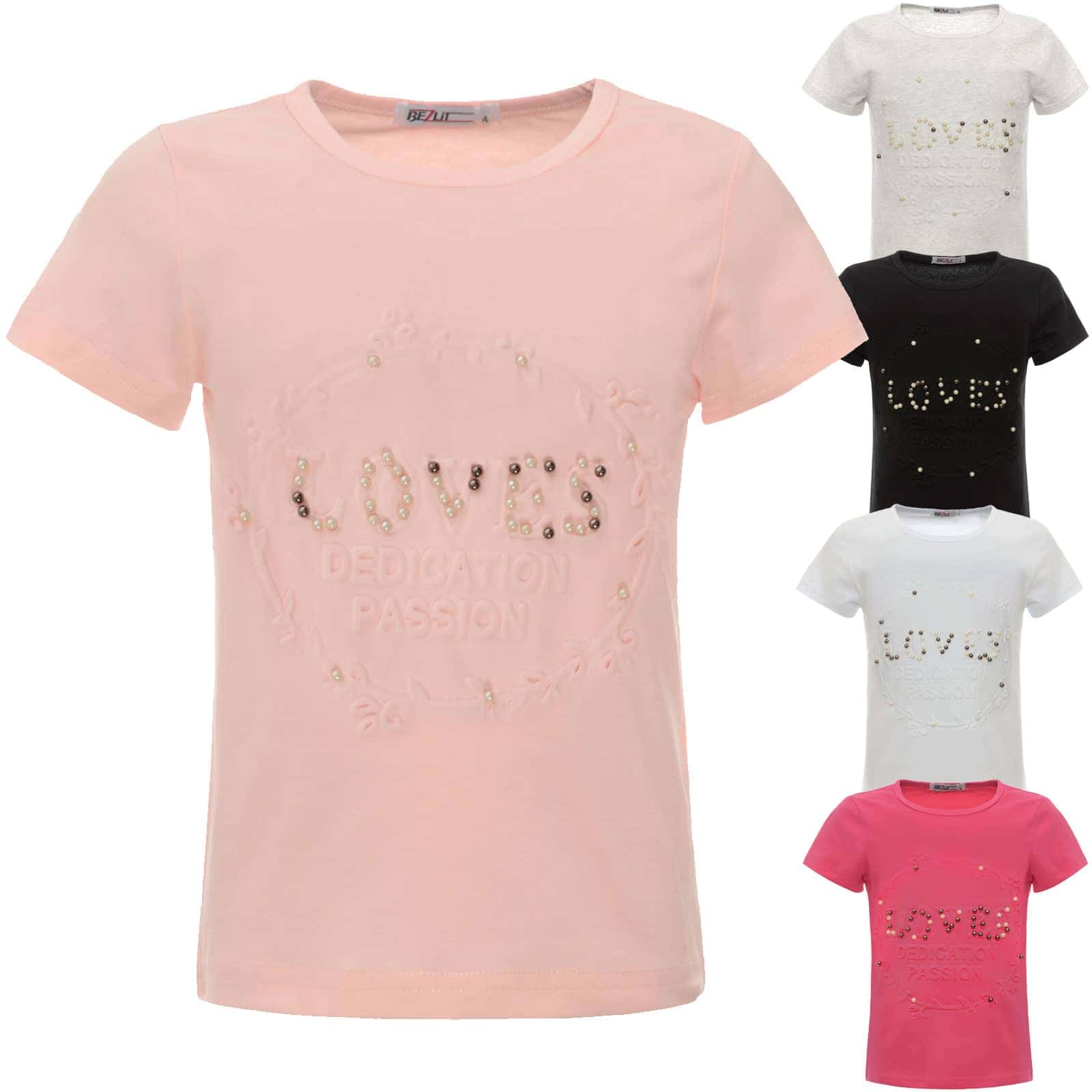 BEZLIT Mädchen Sommer T-Shirt mit Kunst-Perlen und Druck Motive