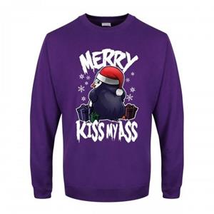 Psycho Penguin Psycho Pinguïn Mens Merry Kiss My Ass Christmas Jumper