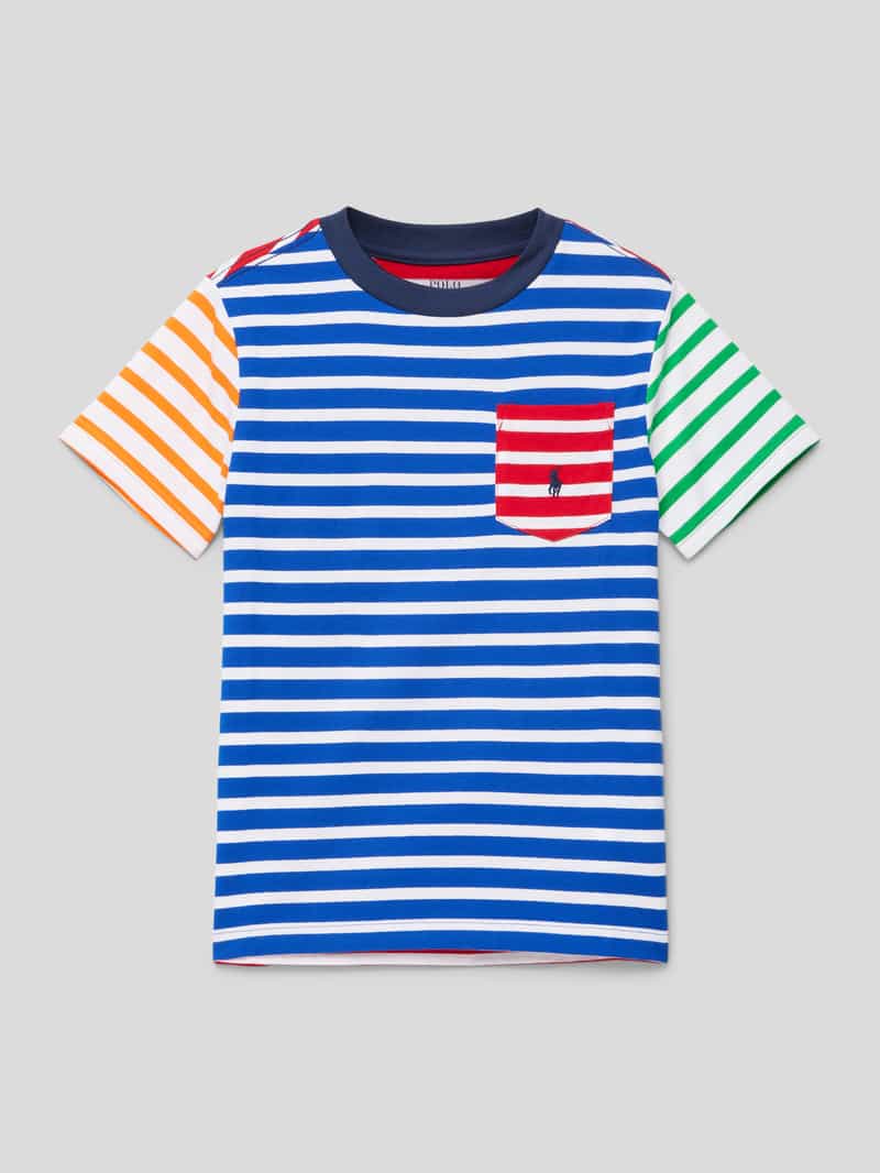 Polo Ralph Lauren Teens T-shirt met streepmotief en labelstitching