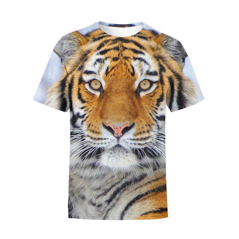 ULao Kids Tiger Lion Animals 3D T-shirt voor jongens zomer herfst kinderkleding korte mouwen ademende print tops