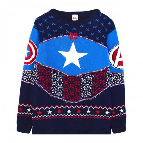 Captain America Unisex Adult Shield Gebreid Kerst Sweatshirt