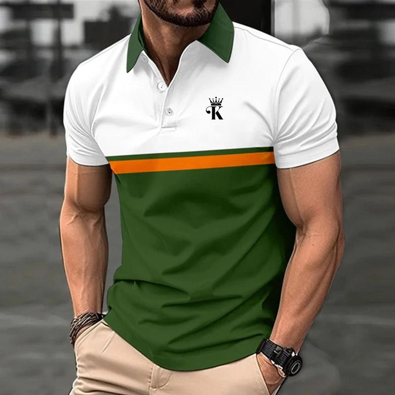 Haodingfushi Letter K Print Heren Zomer Korte Mouw Mode Golf Poloshirt.