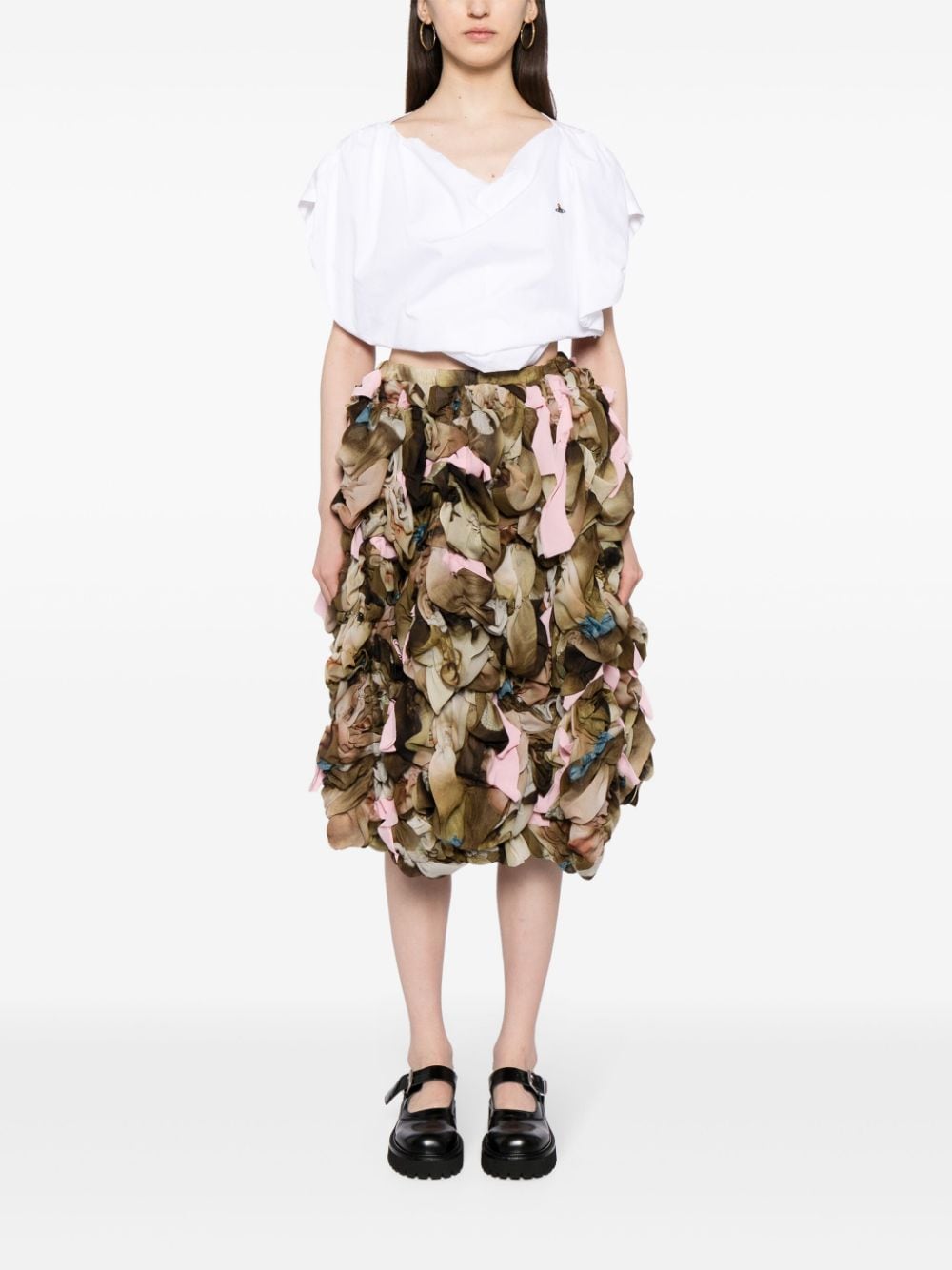 Comme Des Garçons layered-design midi skirt - Beige