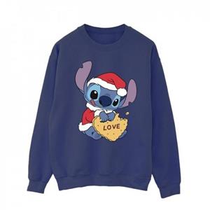 Disney Mens Lilo And Stitch Christmas Love Biscuit Sweatshirt