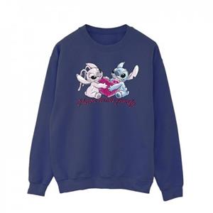 Disney Mens Lilo And Stitch Ohana Heart With Angel Sweatshirt