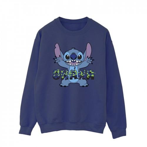 Disney Mens Lilo And Stitch Ohana Blue Glitch Sweatshirt