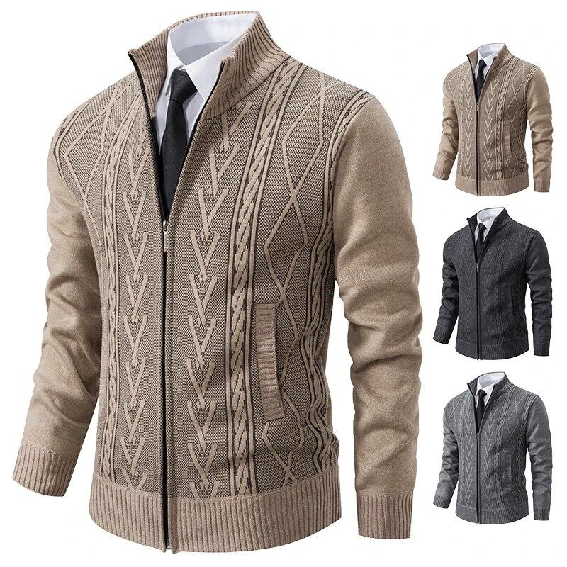Boho berry Autumn Winter Cashmere Padded Warm Casual Men's Knitted Sweater Coat