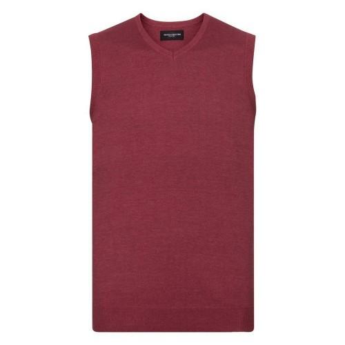 Russell Collection Mens Knitted V Neck Sleeveless Sweatshirt