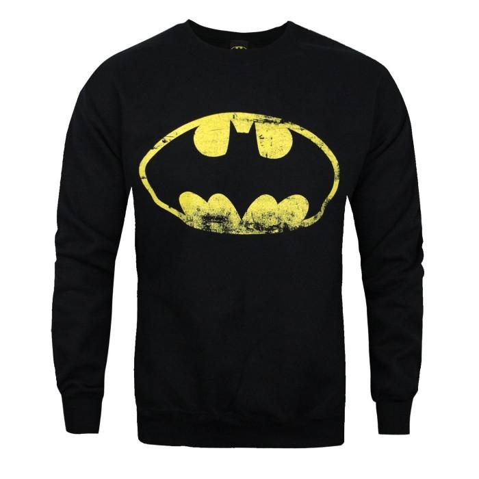 Batman Mens Distressed Logo Sweatshirt