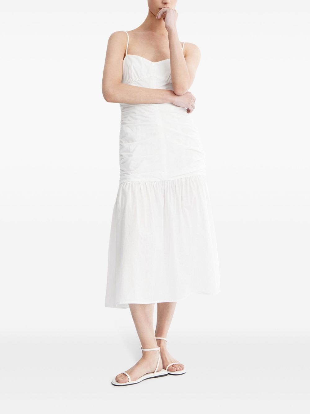 12 STOREEZ Midi-jurk met V-hals - Wit