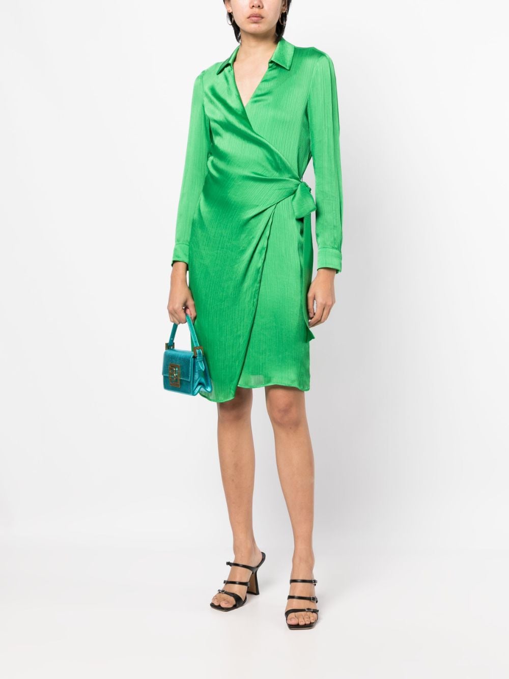 Paule Ka Midi-jurk met striksluiting aan de zijkant - Groen