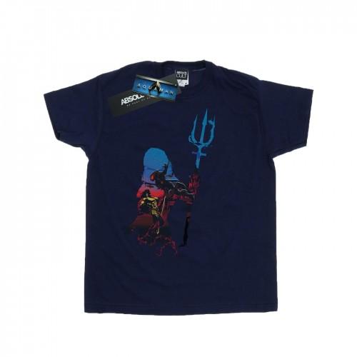 DC Comics Girls Aquaman Battle Silhouette Cotton T-Shirt