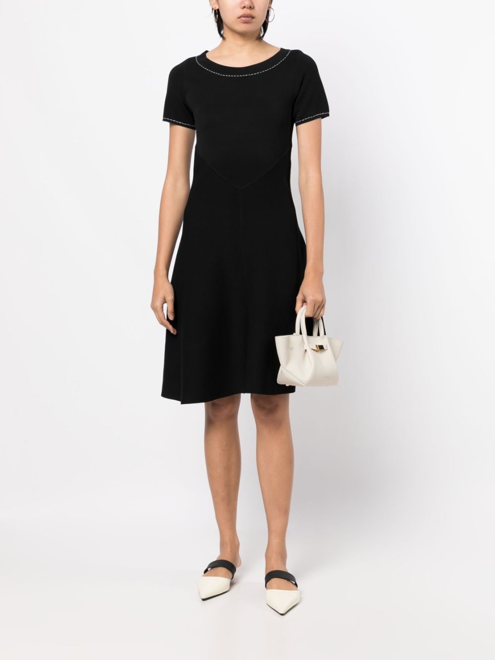 Paule Ka Midi-jurk met korte mouwen - Zwart