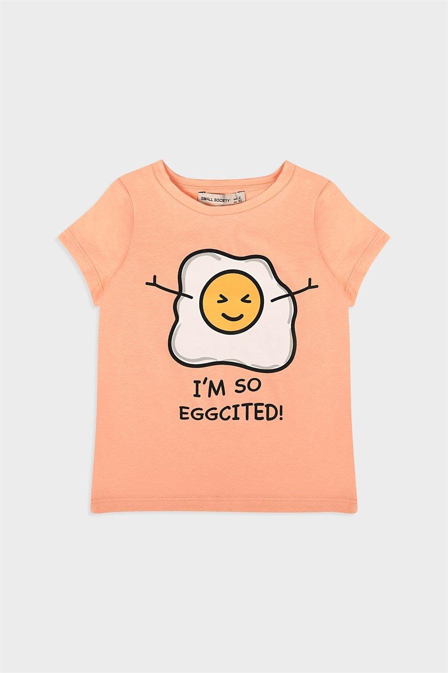 Small Society Zalm ei bedrukt T-shirt voor meisje