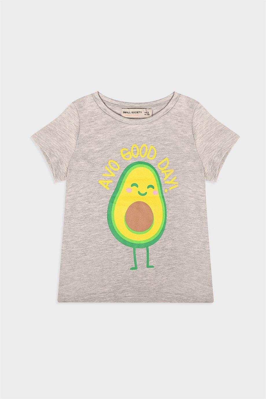 Small Society Grijs Avacado bedrukt T-shirt voor meisjes