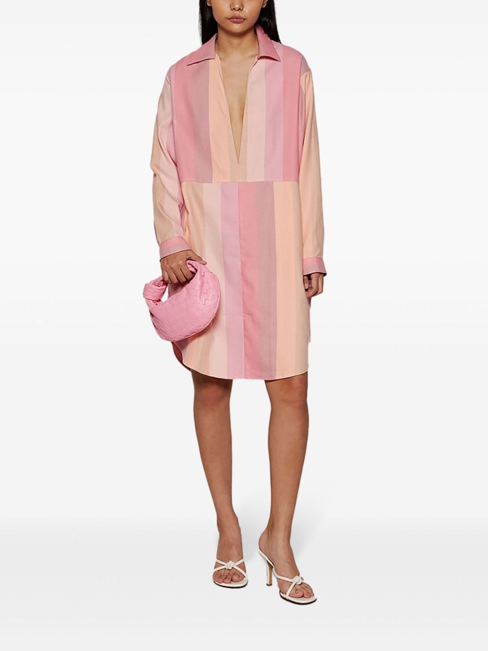Marrakshi Life stripe-print cotton tunic dress - Roze