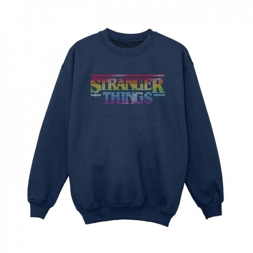 Pertemba FR - Apparel Netflix Boys Stranger Things Rainbow Dot Logo Sweatshirt
