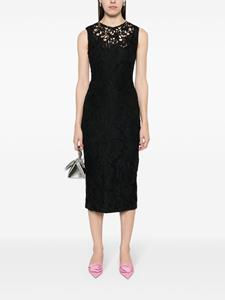Nº21 Midi-jurk met bloemenkant - Zwart