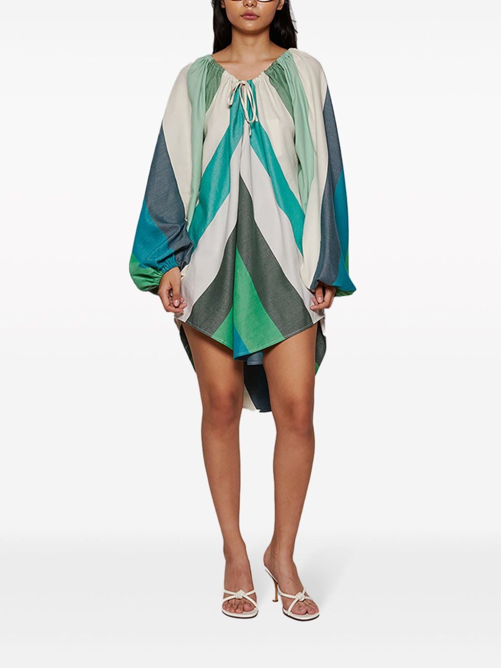 Marrakshi Life Touareg chevron-stripe mini dress - Groen