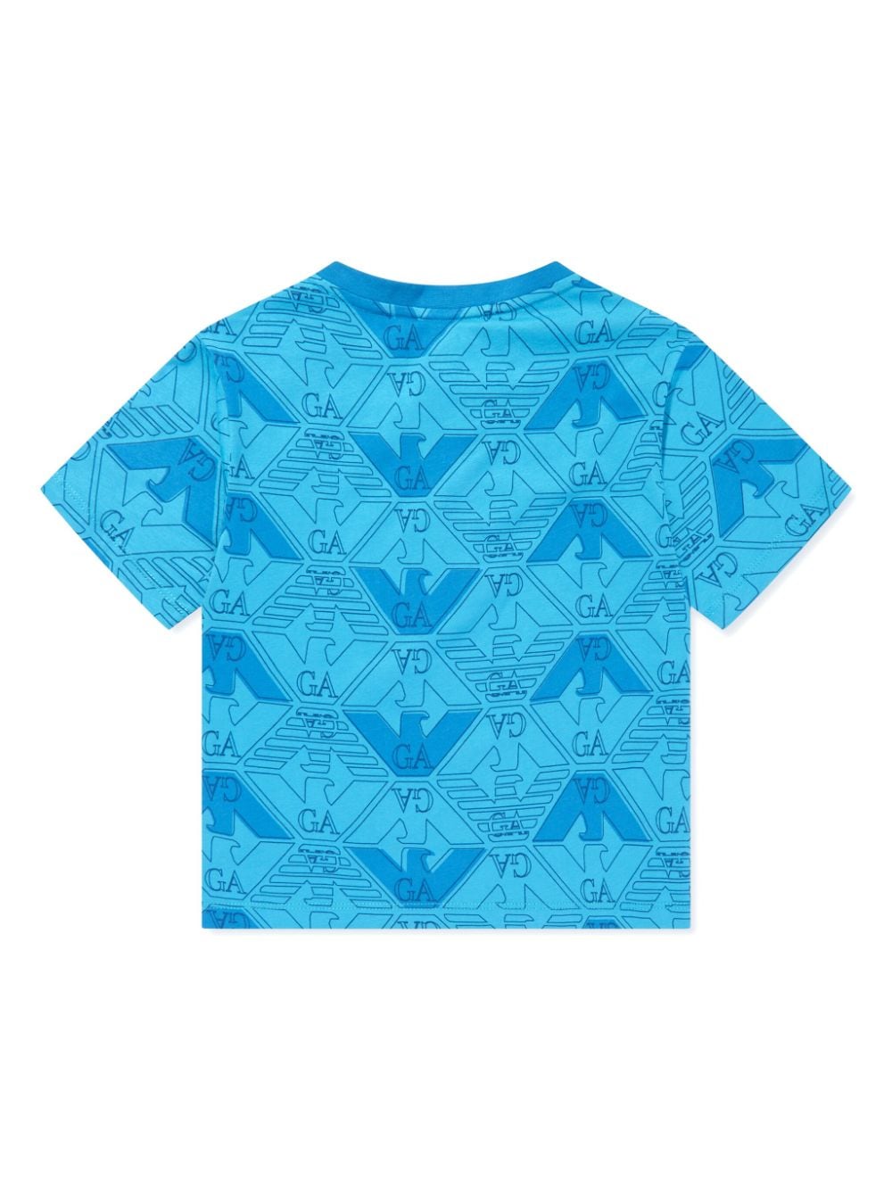 Emporio Armani Kids V-neck monogram-print T-shirt - Blauw