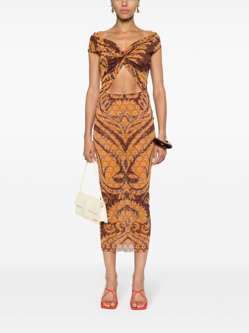 ETRO Midi-jurk met print - Bruin