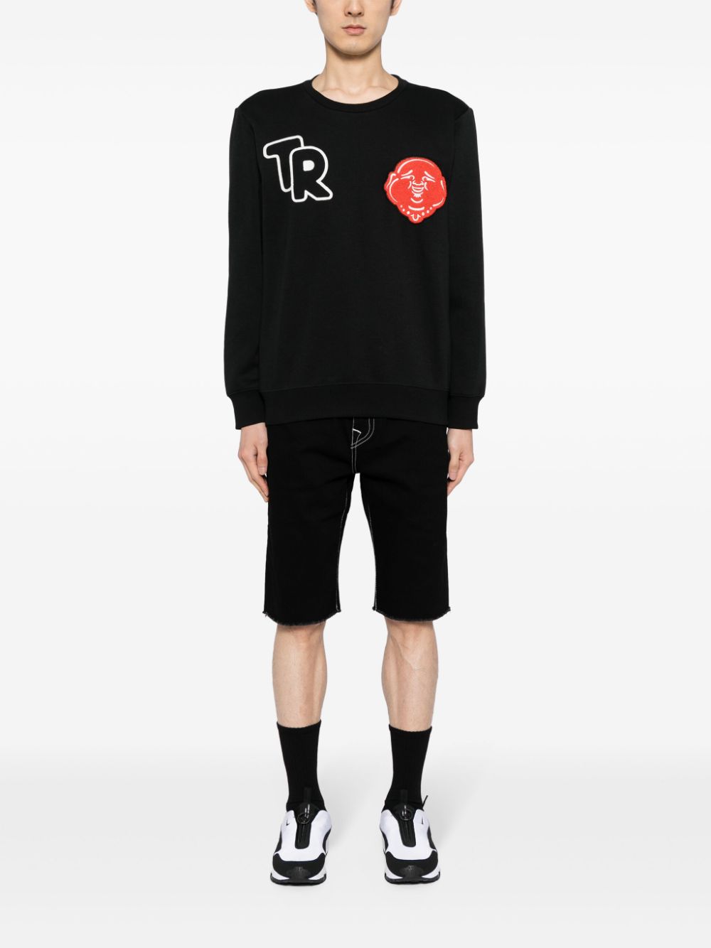 True Religion Katoenen sweater met patch - Zwart