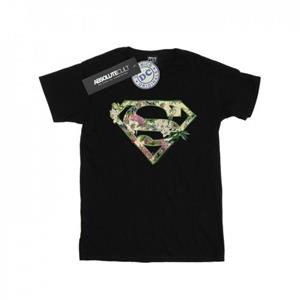 DC Comics Girls Supergirl Floral Shield Cotton T-Shirt