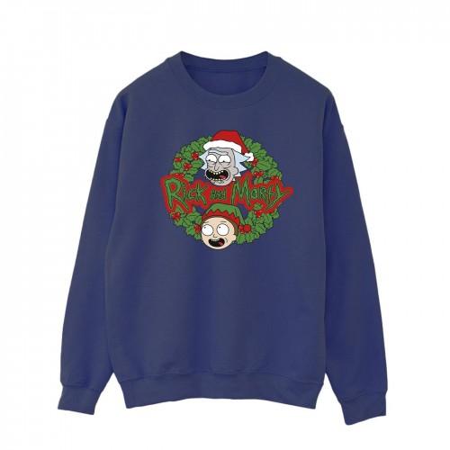 Rick And Morty Mens Christmas Wreath Sweatshirt
